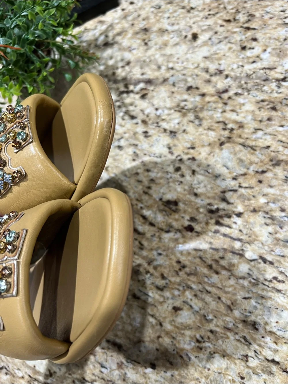 Tory Burch Eleanor Double T Crystal Slides Mules Sandals 10